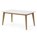 Stół do jadalni, Prostokątny stół jadalny 140 x 80 x 75 cm marmur biały efekt drewniane nóżki naturalne d