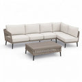 Sofa ogrodowa, Zestaw do sofy ogrodowej 280 x 80 x 70 cm z stolikiem do kawy Polirattan beżowy / szary