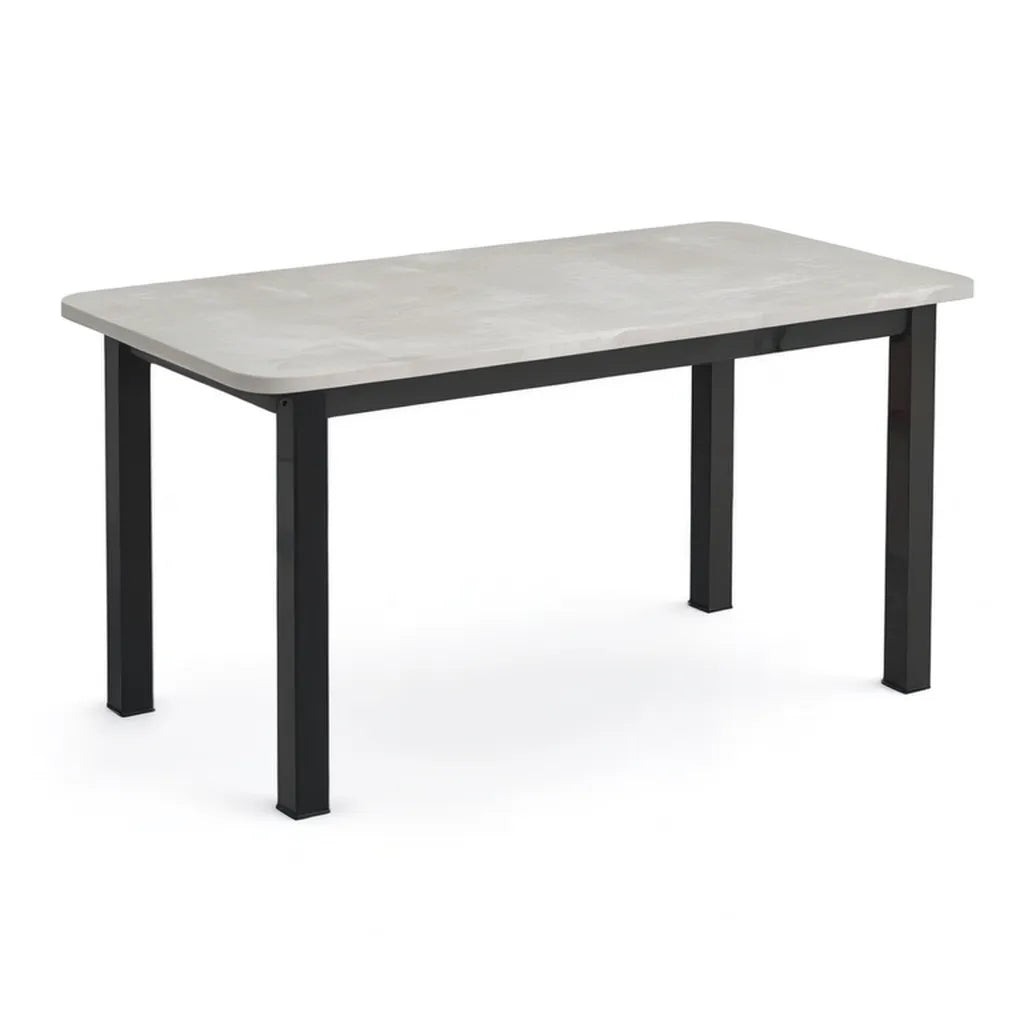 Stół do jadalni, Prostokątny stół do jadalni 120 x 70 x 75 cm MDF melaminowana taca szary beton nóżki stal czarna