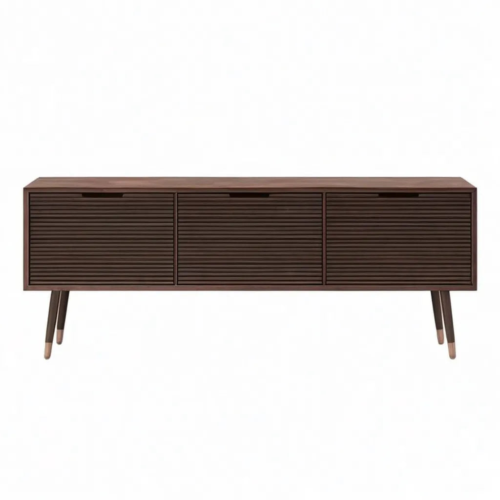 Szafka MDF 3 drzwi z orzechem pokrytym 180 x 40 x 65 cm ciemnobrązowym