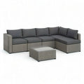 Sofa ogrodowa, Zestaw do sofy ogrodowej 280 x 80 x 70 cm z stolikiem do kawy Polirattan szary / Dark szary