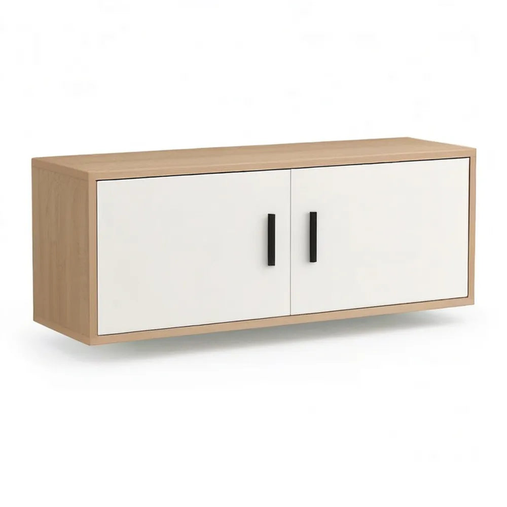 Szafka RTV, TV Lowboard 180 x 40 x 45 cm Optyka dębu z białymi drzwiami i MDF korpus