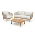 Sofa ogrodowa, Zestaw mebli ogrodowych 220 x 80 cm Beżowa kanapa z kanapą z balonem Beżowym Zestaw ze stołem i poduszkami