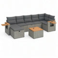 Sofa ogrodowa, Salon ogrodowy 300 x 300 cm szary z narożną sofą stolik do kawy i polirattan braid