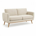 Sofa, 2-kanapa z tapicerką poliestrową, krem prostokątna 160 x 82 x 84 cm