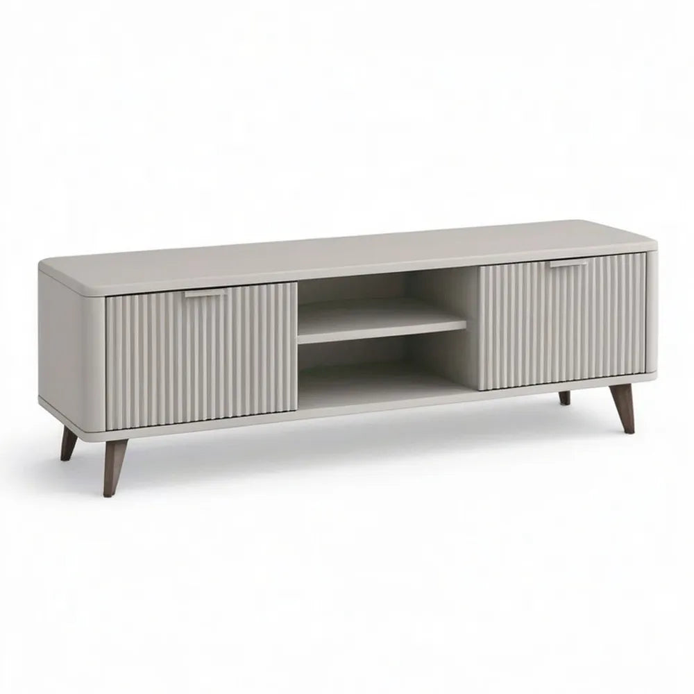 Szafka RTV, TV- Tablica TV z płytą dolną MDF o kolorze jasnoszarym / ciemnobrązowym z powierzchnią magazynową 180 x 40 x 45 cm