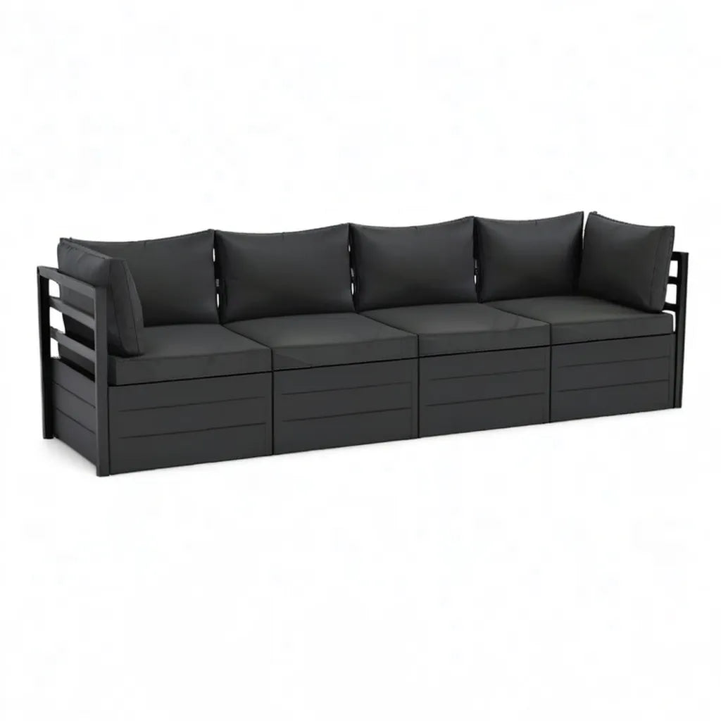 Sofa ogrodowa, Zestaw do siedzenia na kanapie ogrodowej wykonany z litego drewna sosnowego 280 x 70 x 67 cm
