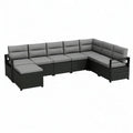 Sofa ogrodowa, 6- osobowy ogród salon narożna kanapa zestaw z polipropylenu z poliestrowym pad szary 323 x 240 x 74 cm