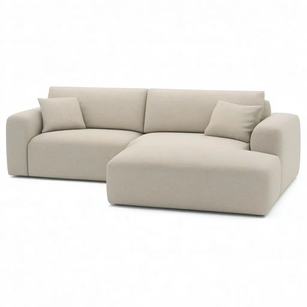 Sofa, Kanapa narożna z rekamierem 280 x 170 x 85 cm 3-fotelik poliester kształt litery L beżowy