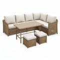 Sofa ogrodowa, Zestaw do barierki ogrodowej 5- część Polirattan kształt litery L Przyroda Beżar 230 x 230 cm