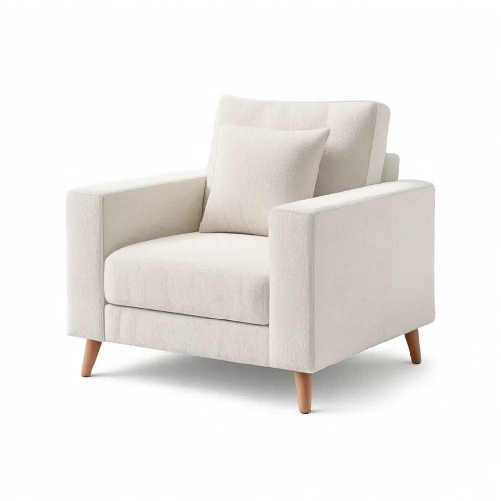 Sofa, Krzesło w obudowie z poduszką z poliestru bucle prostokątna krem 85 x 82 x 88 cm