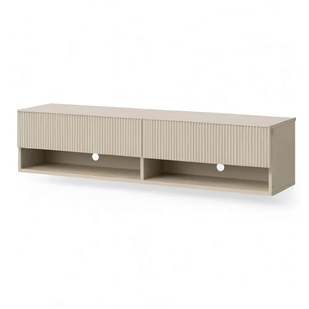 Szafka RTV, TV Lowboard 180 x 40 x 40 cm beżowy z rowkiem przednim i schowkiem