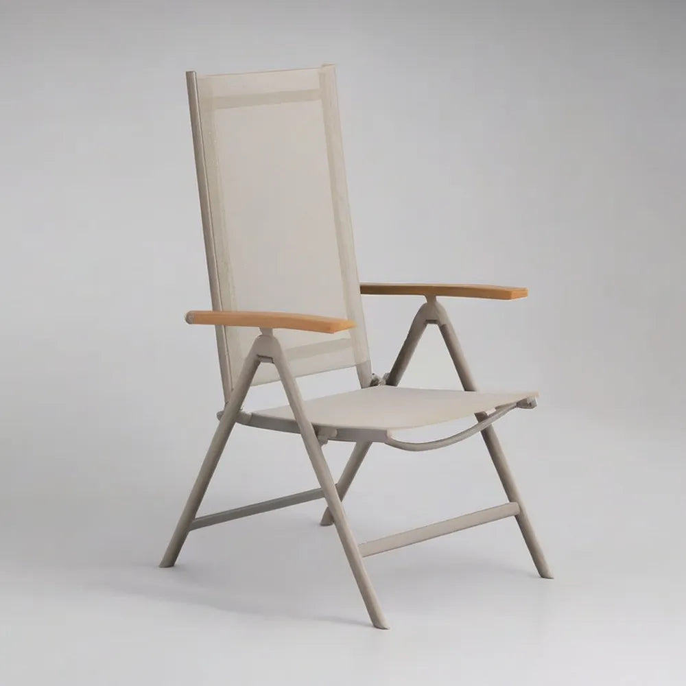 Krzesło ogrodowe, Składany fotel ogrodowy 60 x 70 x 105 cm beżowy z aluminiową ramą i siedziskiem w tkaninie