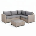 Sofa ogrodowa, Zestaw do siedzenia ogrodowego 4- część z narożną sofą i stolikiem do kawy Polirattan szary Beige Transparent 300 x 220 x 70 cm