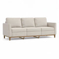 sofa 3-osobowa z tapicerką poliestrową litych nóżek z drewna, prosta beż 228 x 91 x 86 cm